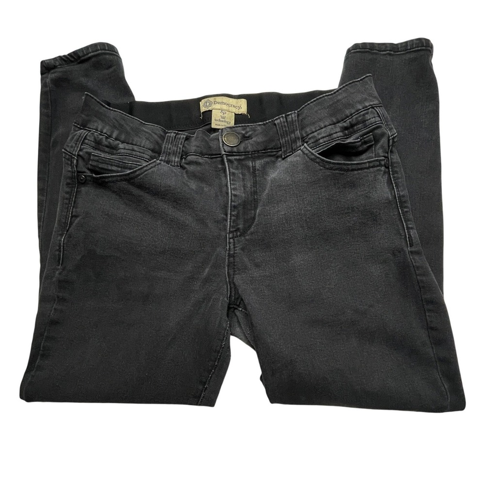 Democracy Jeans Women 8P Black Ab Technology Skinny Stretch Faded Petite Denim